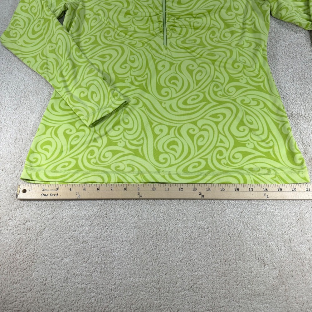 Athleta Womens XL Lime Green Swirl 1/4 Zip Pullover Athleisure Thumbholes - Picture 6 of 12